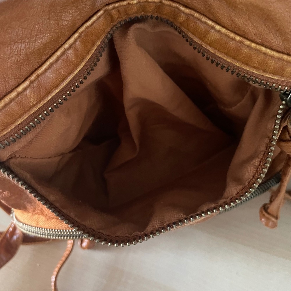 Y2K MUDD Boho Indie Crossbody Earthy Vegan Leather Orange Brown Bag embroidered - Picture 8 of 12